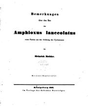 Cover of: Bemerkungen uber den Bau des Amphioxus Lanceolatus...
