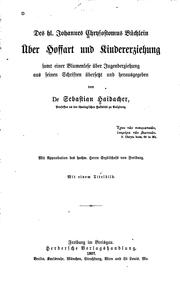 Cover of: Büchlein über Hoffart und Kindererziehung