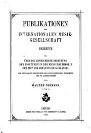 Cover of: Über die abweichende Bedeutung der Ligaturen in der Mensuraltheorie der Zeit ...