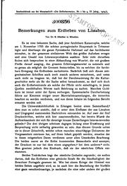 Cover of: Bemerkungen zum Erdbeben von Lissabon