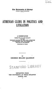 Cover of: Athenian Clubs in Politics and Litigation