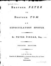 Cover of: Brother Peter to Brother Tom: An Expostulatory Epistle