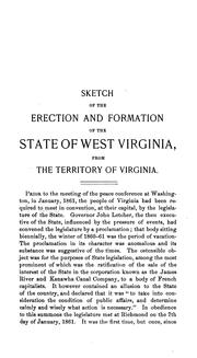 Cover of: Brief Sketch of the Erection and Formation of the State of West Virginia from the Territory of ...