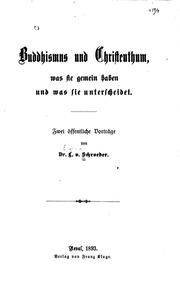 Cover of: Buddhismus und Christenthum: Zwei öffentliche Vorträge by Leopold von Schroeder