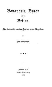 Cover of: Bonaparte, Byron und die Briten: Ein Kulturbild aus der Zeit des ersten Napoleon