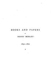 Cover of: Books and Papers, 1850-70 by Henry Morley