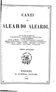 Cover of: Canti di Aleardo Aleardi