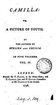 Cover of: Camilla: or, A picture of youth, by the author of Evelina