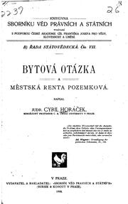 Cover of: Bytová otázka a městská renta pozemková