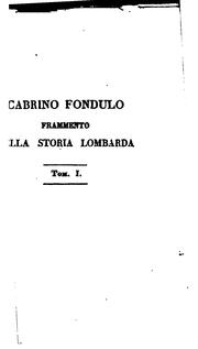 Cover of: Cabrino Fondulo, frammento della storia lombarda sul finire del secolo xiv e il principiare del xv by Vincenzo Lancetti