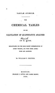 Cover of: The Chemical Tables for the Calculation of Quantitative Analysis of H. Rose ...