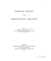 Cover of: Character Writings of the Seventeenth Century,