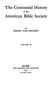 Cover of: The Centennial History of the American Bible Society