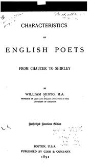 Cover of: Characteristics of English Poets from Chaucer to Shirley by William Minto