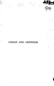 Christ and criticism by John Gamble