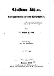Cover of: Christiane Kähler: Eine Diakonissin auf dem Missionsfelde