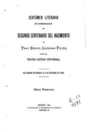 Cover of: Certámen literatio en conmemoración del segundo centenario del nacimiento de Fray Benito ...