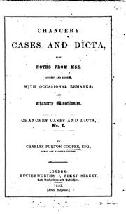 Cover of: Chancery Cases and Dicta: Also Notes from Mss., Ancient and Modern, with Occasional Remarks and ...