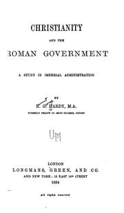 Cover of: Christianity and the Roman Government: A Study in Imperial Administration