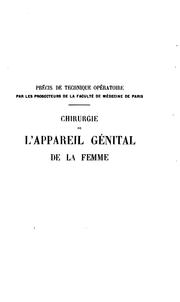 Cover of: Chirurgie de l'appareil génital de la femme