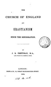Cover of: The Church of England and Erastianism since the Reformation