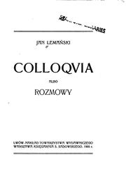 Cover of: Colloqvia albo rozmowy