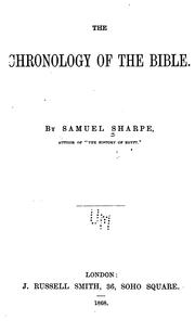 Cover of: The Chronology of the Bible by Samuel Sharpe