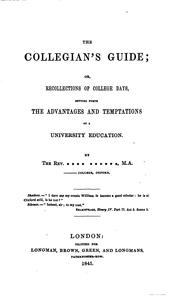 Cover of: The collegian's guide; or, Recollections of college days, by the rev ...