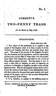 Cover of: Cobbett's Two-penny Trash; Or, Politics for the Poor