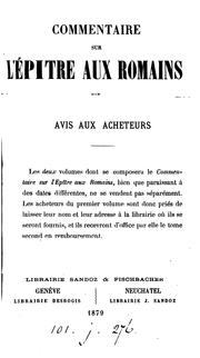 Cover of: Commentaire sur l'épître aux Romains by Frédéric Louis Godet