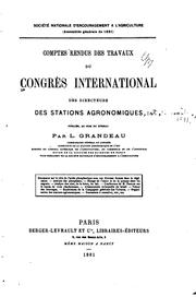 Cover of: Comptes rendus des travaux du Congrès international des directeurs des ...