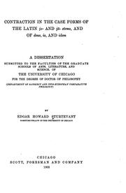 Cover of: Contraction on the Case Forms of the Latin Io- and Ia- Stems, and of Deus, Is, and Idem