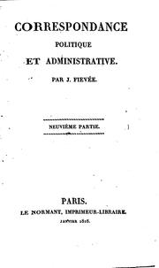 Cover of: Correspondance politique et administrative