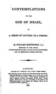 Cover of: Contemplations on the God of Israel, in a Series of Letters to a Friend