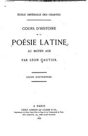 Cover of: Cours d'histoire de la poésie latine au Moyen Age: Leçon d'ouverture