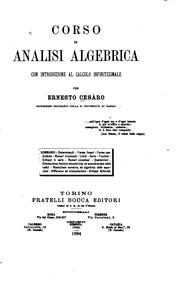 Cover of: Corsi di analisi algebrica: con introduzione al calcolo infinitesmale by Ernesto Cesàro
