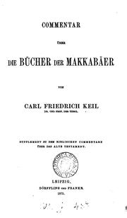 Cover of: Commentar über die Bücher der Makkabäer. Suppl. zu dem Biblischen Commentar. über das Alte Testament