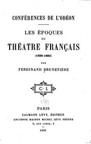 Cover of: Conférences de l'Odéon: les époques du théàtre français (1636-1850) by Ferdinand Brunetière