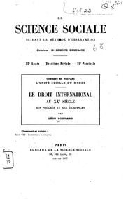 Comment se prépare l'unité soicale du monde: le droit international au XXe .. by Léon Poinsard