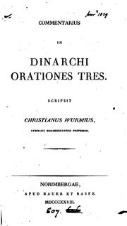 Cover of: Commentarius in Dinarchi orationes tres