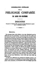 Cover of: Considérations générales sur la philologue comparée des langues indo ...