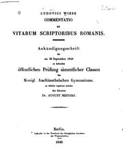 Cover of: Commentatio de vitarum scriptoribus Romanis