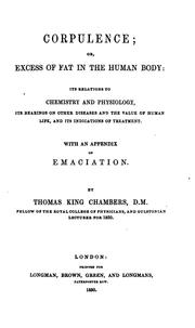 Cover of: Corpulence, or, Excess of fat in the human body by Thomas King Chambers