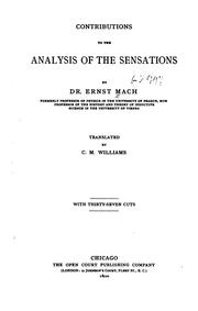 Cover of: Contributions to the Analysis of the Sensations by Ernst Mach