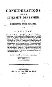 Cover of: Considérations sur la diversité des bassins de différentes races humaines: Tr. d'après le ... by Gerardus Vrolik