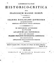 Cover of: Commentatio historico-critica de francorum Maiore domus: In certamine litterario civium ...