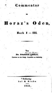 Commentar zu Horz's Oden, Buch I-III by Friedrich Heinrich Christian Lübker
