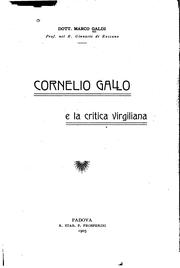 Cover of: Cornelio Gallo e la critica virgiliana