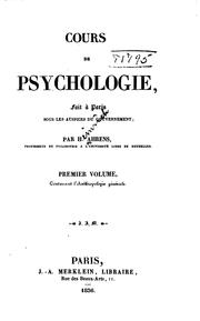 Cover of: Cours de psychologie: fait à Paris sous les auspices du gouvernement