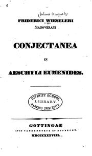 Cover of: Conjectanea in AEschyli Eumenides
